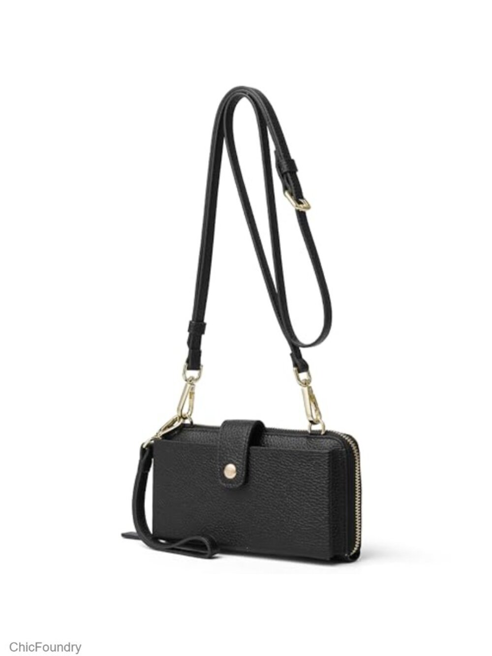 Full Grain Cowhide Pebble Leather Crossbody Wallet Wristlet RFID Mini Phone